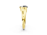 Yellow gold Fancy Black Heart Cut Solitaire Tension Set Diamond Ring with Split Shank Band_2
