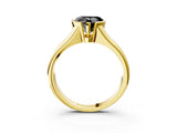 Yellow gold Fancy Black Heart Cut Solitaire Tension Set Diamond Ring with Split Shank Band_3