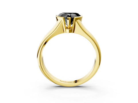 Yellow gold Fancy Black Heart Cut Solitaire Tension Set Diamond Ring with Split Shank Band_3