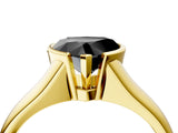 Yellow gold Fancy Black Heart Cut Solitaire Tension Set Diamond Ring with Split Shank Band_4