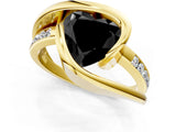 Yellow gold Fancy Black Heart Cut Solitaire Tension-Set Diamond Split Shank Ring_1