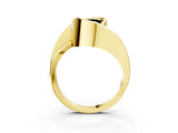 Yellow gold Fancy Black Heart Cut Solitaire Tension-Set Diamond Split Shank Ring_3
