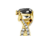 Yellow gold Fancy Black Heart Cut Solitaire Twist Pave Diamond Engagement Ring with Prong Setting_29