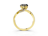 Yellow gold Fancy Black Heart Cut Solitaire Twist Pave Diamond Engagement Ring with Prong Setting_3
