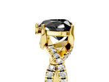 Yellow gold Fancy Black Heart Cut Solitaire Twist Pave Diamond Engagement Ring with Prong Setting_5