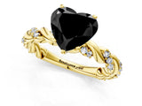 Yellow gold Fancy Black Heart Cut Solitaire Twisted Band with Pavé Accents and Four-Prong Setting_1