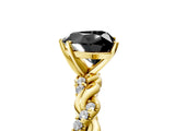 Yellow gold Fancy Black Heart Cut Solitaire Twisted Band with Pavé Accents and Four-Prong Setting_5