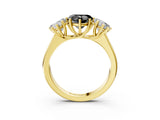Yellow gold Fancy Black Heart Cut Three-Stone Diamond Ring with Prong Setting on a Classic Band_15