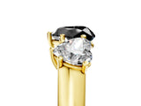 Yellow gold Fancy Black Heart Cut Three-Stone Diamond Ring with Prong Setting on a Classic Band_17