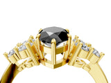 Yellow gold Fancy Black Marquise Cut Brilliant Diamond Cluster Accent Solitaire Ring with Prong Setting_4