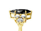 Yellow gold Fancy Black Marquise Cut Brilliant Diamond Cluster Accent Solitaire Ring with Prong Setting_5