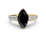 Yellow gold Fancy Black Marquise Cut Brilliant Diamond Pavé Band with Six-Prong Setting_12