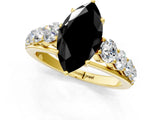 Yellow gold Fancy Black Marquise Cut Brilliant Diamond Pavé Band with Six-Prong Setting_13