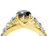 Yellow gold Fancy Black Marquise Cut Brilliant Diamond Pavé Band with Six-Prong Setting_16