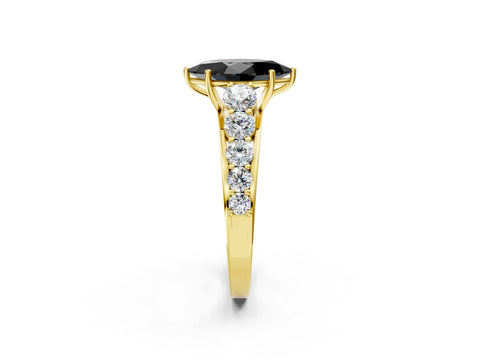Yellow gold Fancy Black Marquise Cut Brilliant Diamond Pavé Band with Six-Prong Setting_2