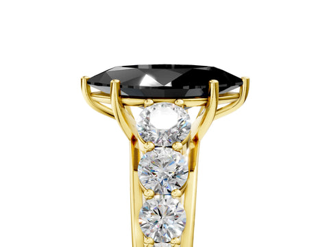 Yellow gold Fancy Black Marquise Cut Brilliant Diamond Pavé Band with Six-Prong Setting_5
