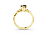 Yellow gold Fancy Black Marquise Cut Brilliant Diamond Solitaire Ring with Pear Side Stones and Four-Prong Setting_6