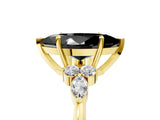 Yellow gold Fancy Black Marquise Cut Brilliant Diamond Solitaire Ring with Pear Side Stones and Four-Prong Setting_8