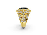 Yellow gold Fancy Black Marquise Cut Brilliant Halo Pave Diamond Milgrain Ring_2