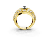 Yellow gold Fancy Black Marquise Cut Brilliant Halo Pave Diamond Milgrain Ring_3