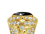 Yellow gold Fancy Black Marquise Cut Brilliant Halo Pave Diamond Milgrain Ring_5