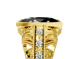 Yellow gold Fancy Black Marquise Cut Brilliant Milgrain Filigree Diamond Ring with Square Prong Setting_11