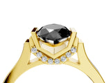 Yellow gold Fancy Black Marquise Cut Brilliant Solitaire Diamond Ring with Channel Set Band and Bar Prong Setting_16