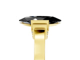 Yellow gold Fancy Black Marquise Cut Brilliant Solitaire Diamond Ring with Channel Set Band and Bar Prong Setting_17