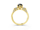 Yellow gold Fancy Black Marquise Cut Brilliant Three-Stone Pave Band with Four-Prong Setting_3