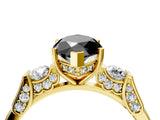 Yellow gold Fancy Black Marquise Cut Brilliant Three-Stone Pave Band with Four-Prong Setting_4