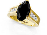 Yellow gold Fancy Black Marquise Cut Cut Channel Set Solitaire Ring with Four-Prong Setting_1