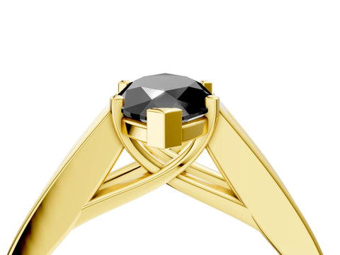 Yellow gold Fancy Black Marquise Cut Cut Channel Set Solitaire Ring with Four-Prong Setting_4