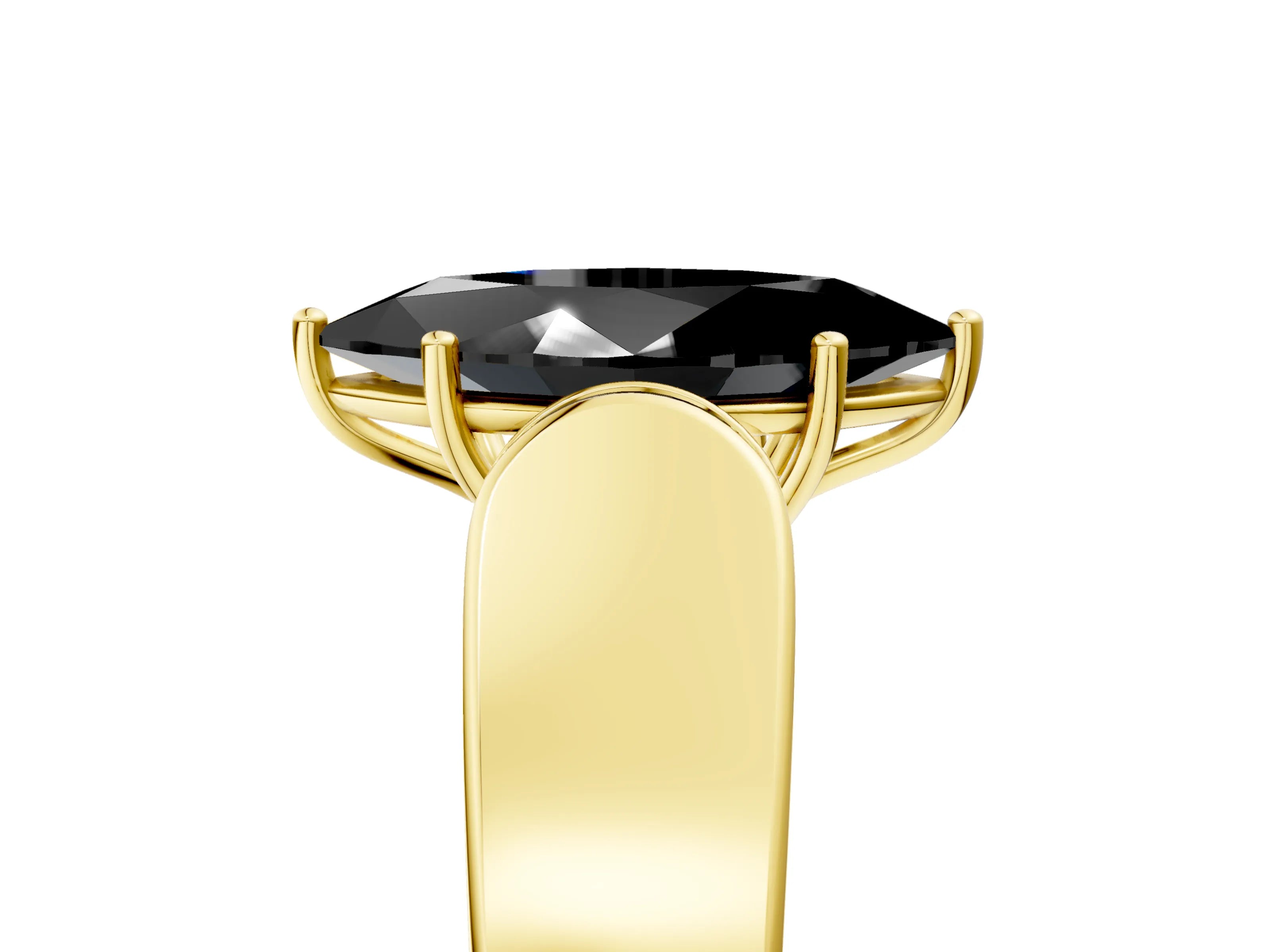 Yellow gold Fancy Black Marquise Cut Cut Diamond Channel Set Solitaire Ring with Four-Prong Setting_5