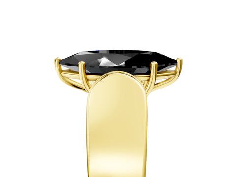 Yellow gold Fancy Black Marquise Cut Cut Diamond Channel Set Solitaire Ring with Four-Prong Setting_5
