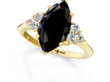 Yellow gold Fancy Black Marquise Cut Cut Diamond Cluster Ring with Solitaire Band and Four-Prong Setting_13