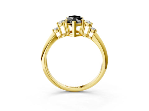 Yellow gold Fancy Black Marquise Cut Cut Diamond Cluster Ring with Solitaire Band and Four-Prong Setting_15