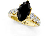 Yellow gold Fancy Black Marquise Cut Cut Diamond Engagement Ring with Pavé Band and Four-Prong Setting_1