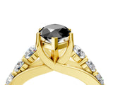 Yellow gold Fancy Black Marquise Cut Cut Diamond Engagement Ring with Pavé Band and Four-Prong Setting_4