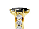 Yellow gold Fancy Black Marquise Cut Cut Diamond Engagement Ring with Pavé Band and Four-Prong Setting_5