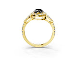 Yellow gold Fancy Black Marquise Cut Cut Diamond Halo Engagement Ring with Open Split Pavé Band_3