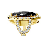 Yellow gold Fancy Black Marquise Cut Cut Diamond Halo Engagement Ring with Open Split Pavé Band_5