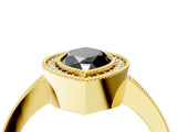 Yellow gold Fancy Black Marquise Cut-Cut Diamond Halo Engagement Ring with Pave Band and Prong Setting_4