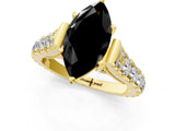 Yellow gold Fancy Black Marquise Cut Cut Diamond Pavé Band Solitaire with Four-Prong Setting_1