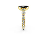 Yellow gold Fancy Black Marquise Cut Cut Diamond Pavé Band Solitaire with Four-Prong Setting_2