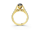 Yellow gold Fancy Black Marquise Cut Cut Diamond Pavé Band Solitaire with Four-Prong Setting_3