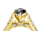 Yellow gold Fancy Black Marquise Cut Cut Diamond Pavé Band Solitaire with Four-Prong Setting_4
