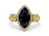 Yellow gold Fancy Black Marquise Cut Cut Halo Diamond Infinity Band with Four-Prong Setting