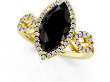 Yellow gold Fancy Black Marquise Cut Cut Halo Diamond Infinity Band with Four-Prong Setting_1