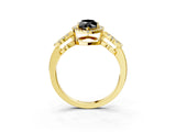 Yellow gold Fancy Black Marquise Cut Cut Halo Diamond Infinity Band with Four-Prong Setting_3