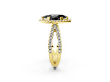 Yellow gold Fancy Black Marquise Cut Cut Halo Split Shank Pave Set Ring_2